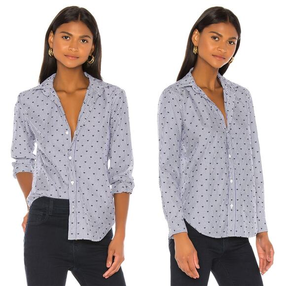 Frank & Eileen Frank Button Down Blue Stripes Navy Hearts - Picture 1 of 11